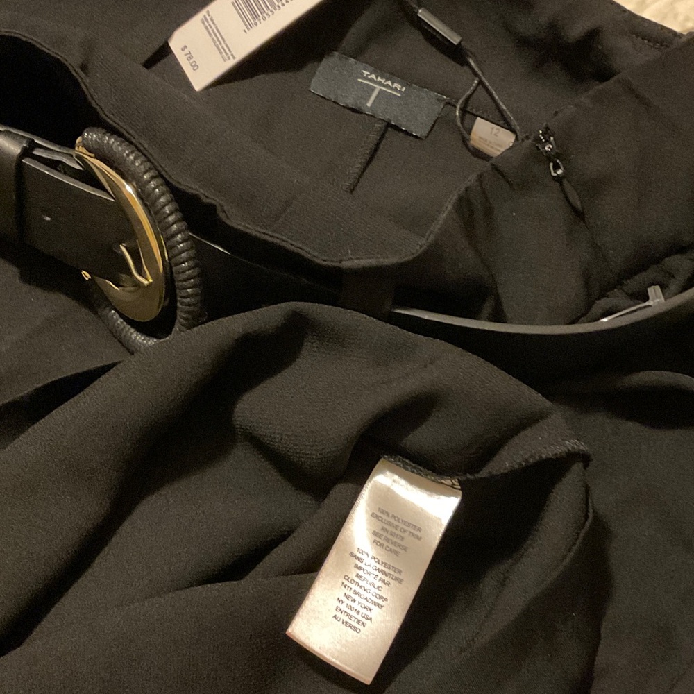 Tahari Black A-Line Skirt with Belt - Picture 3 of 5
